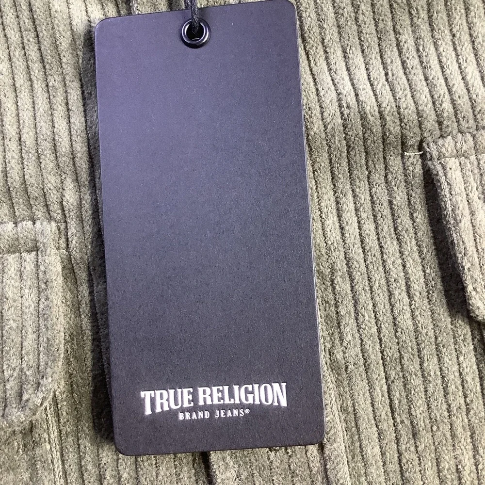 True Religion Mens LS Curve‎ PKT TN Corduroy Workwear Shirt Kalamata Size M NWT